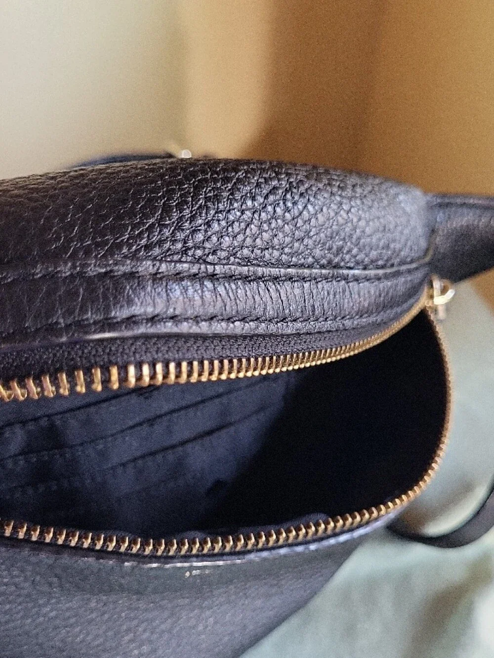 Kate Spade Black Pebbled Leather Crossbody Belt Bag with Gold Hardware